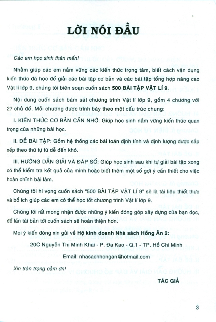 500 BÀI TẬP VẬT LÍ LỚP 9 (Dùng chung cho các bộ SGK hiện hành)